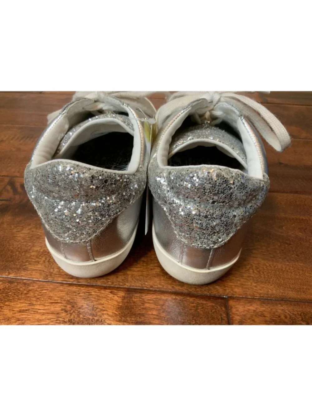 Love Moschino Silver Glitter Lace-Up Sneakers, Size 9 | 39